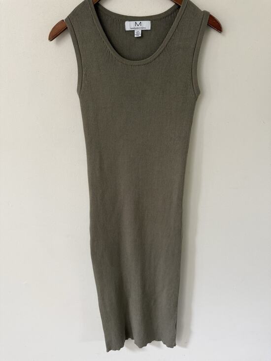 magaschoni Dresses & Skirts - Magaschoni Womens Sleeveless Maxi Dress Size S/P Olive Round Neck Ribbed Casual